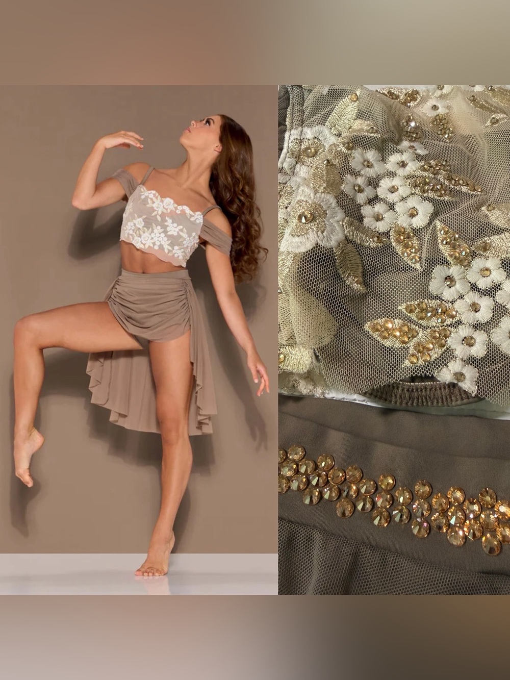 Kelle dance lyrical contemporary costume tan brown 2 piece 4472 born again MC